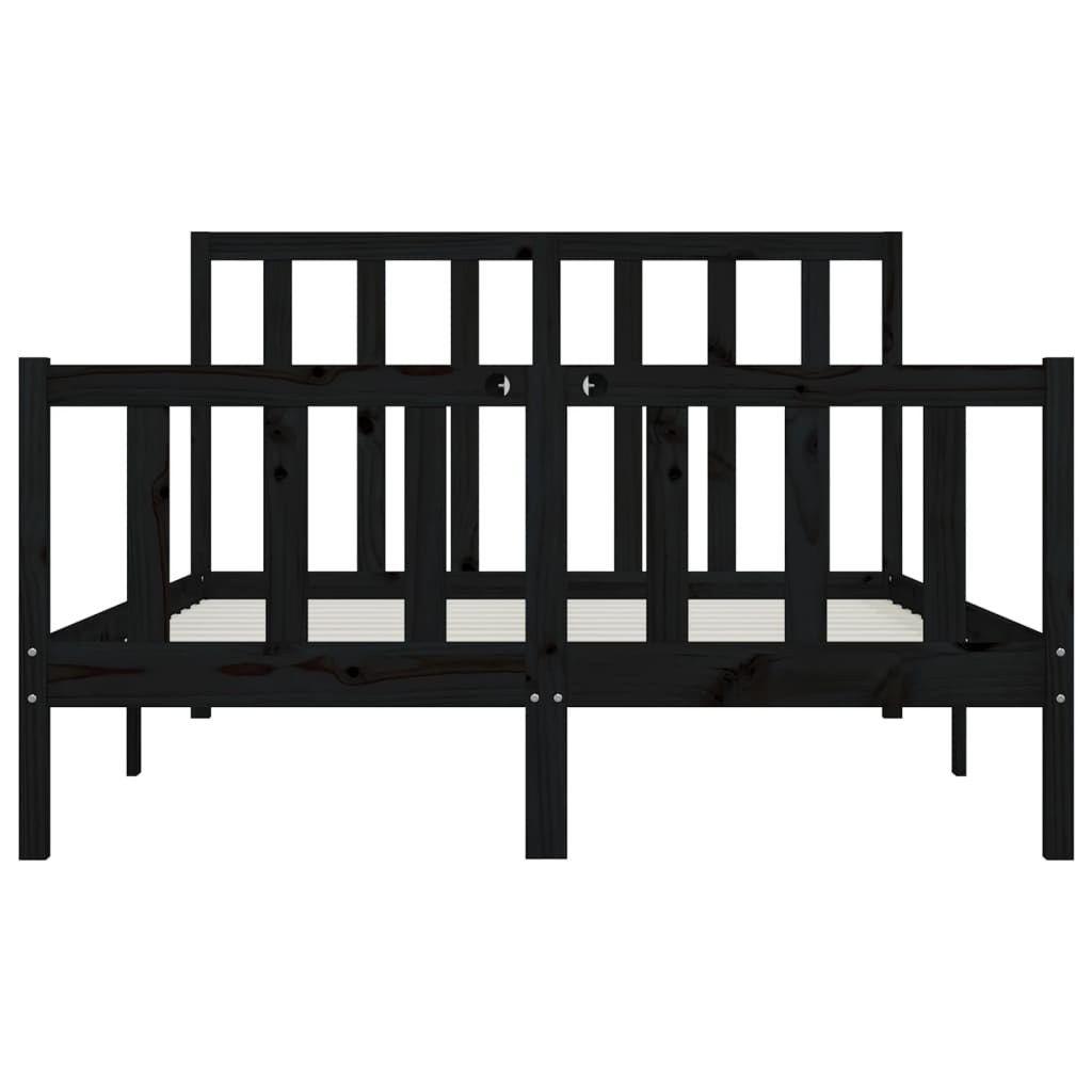 vidaXL Bed Frame without Mattress Black 150x200 cm King Size Solid Wood