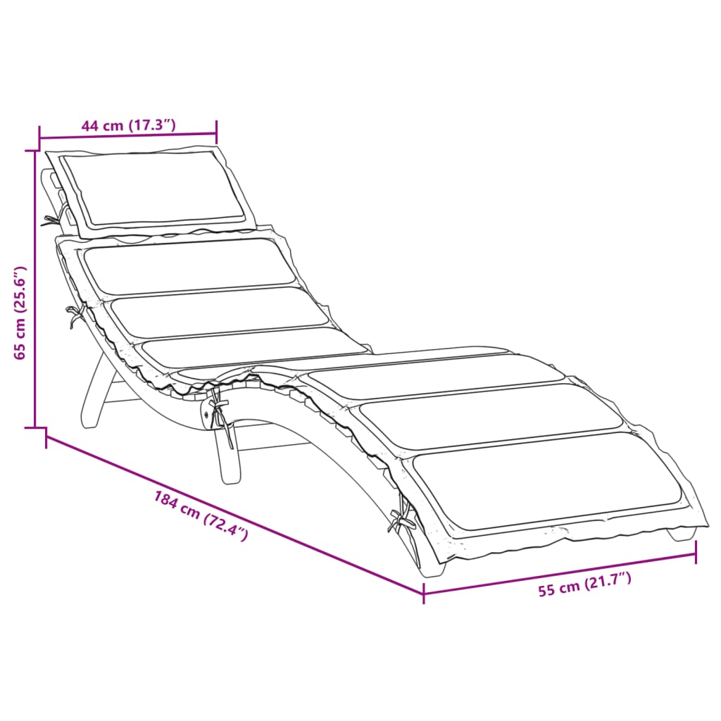 vidaXL Sun Lounger with Cushion Beige Solid Wood Acacia