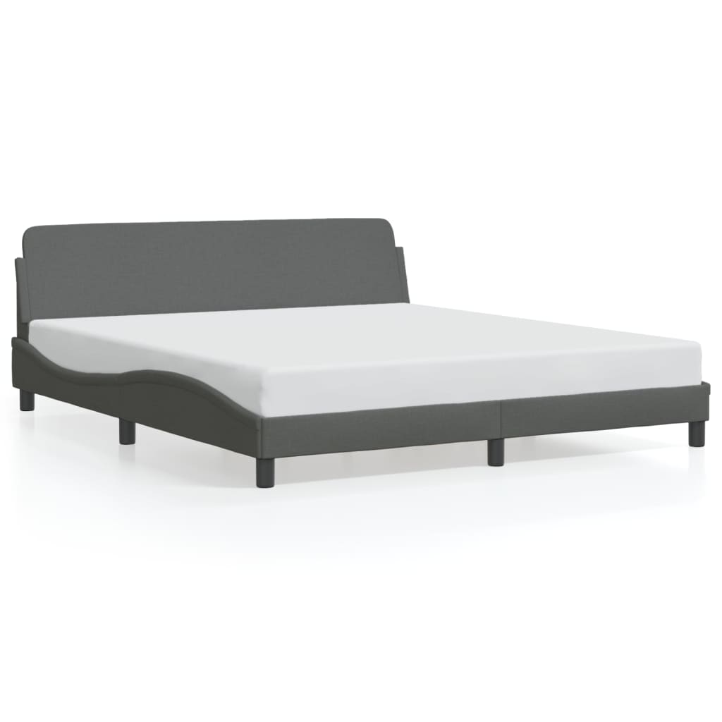 vidaXL Bed Frame without Mattress Dark Grey 152x203 cm Queen Fabric