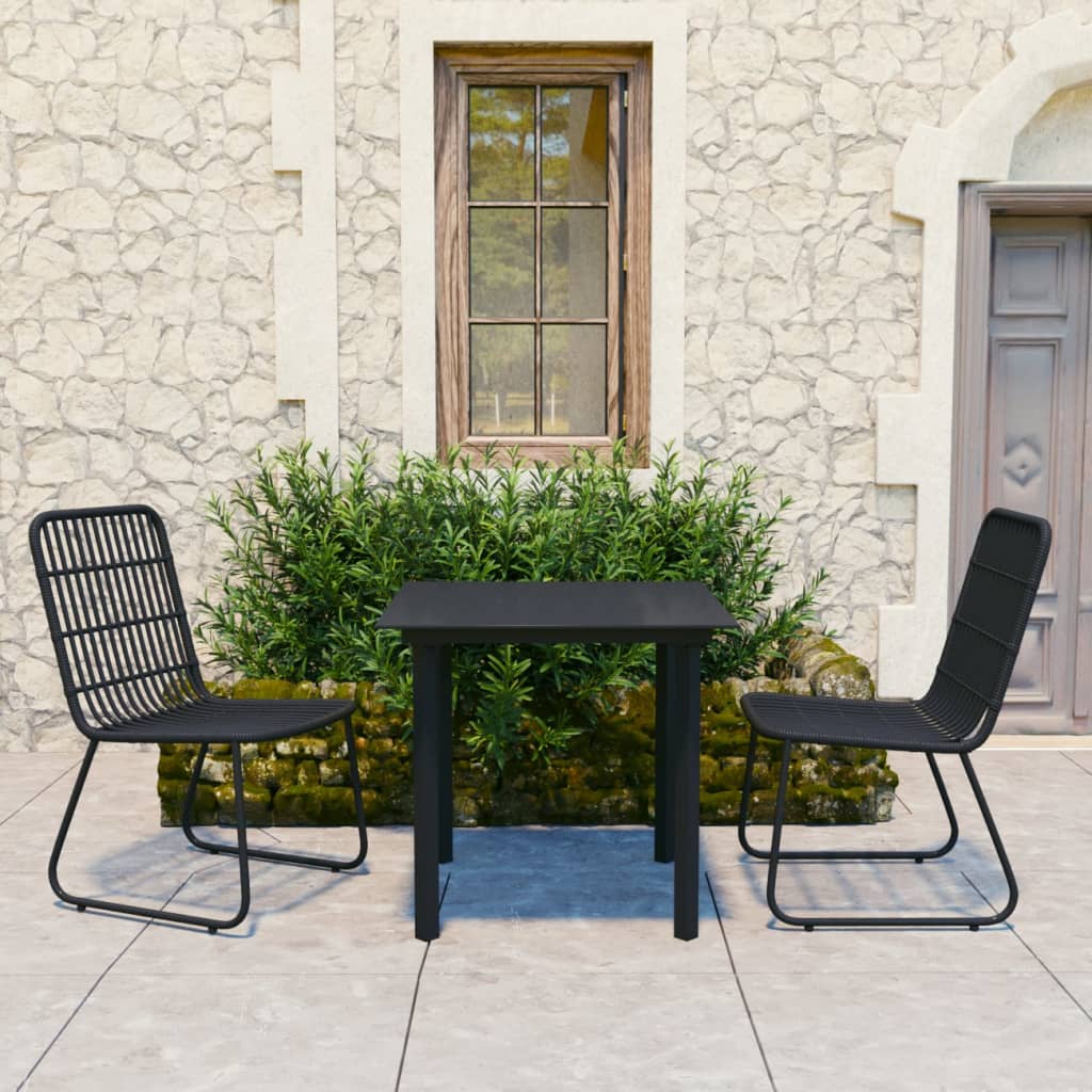 vidaXL 3 Piece Outdoor Dining Set Poly Rattan and Glass