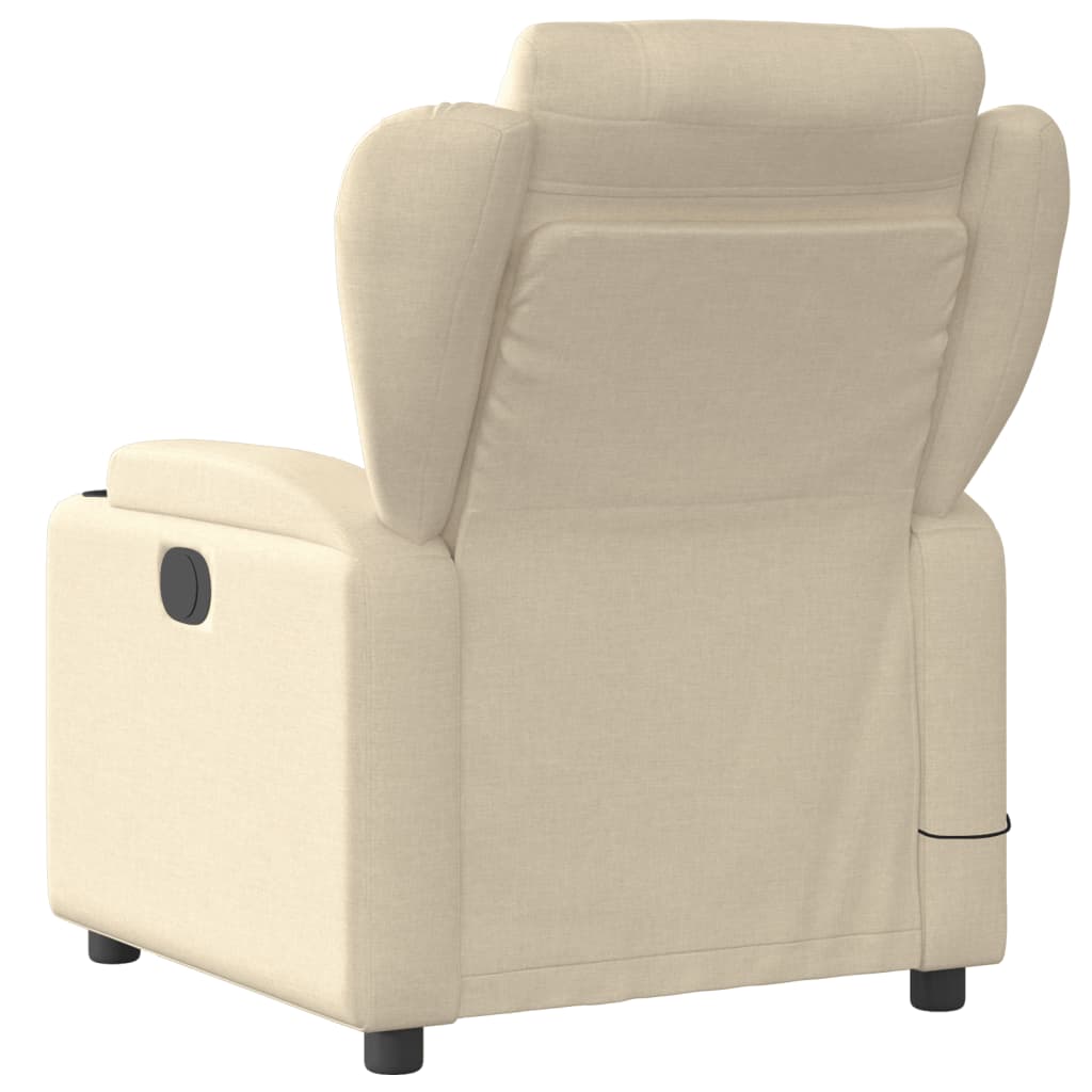 vidaXL Massage Recliner Chair Cream Fabric