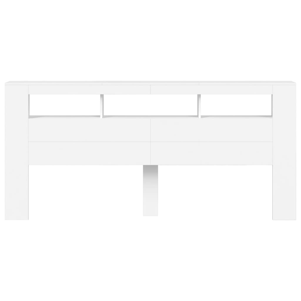 vidaXL LED Headboard White 220x18.5x103.5 cm Engineered Wood