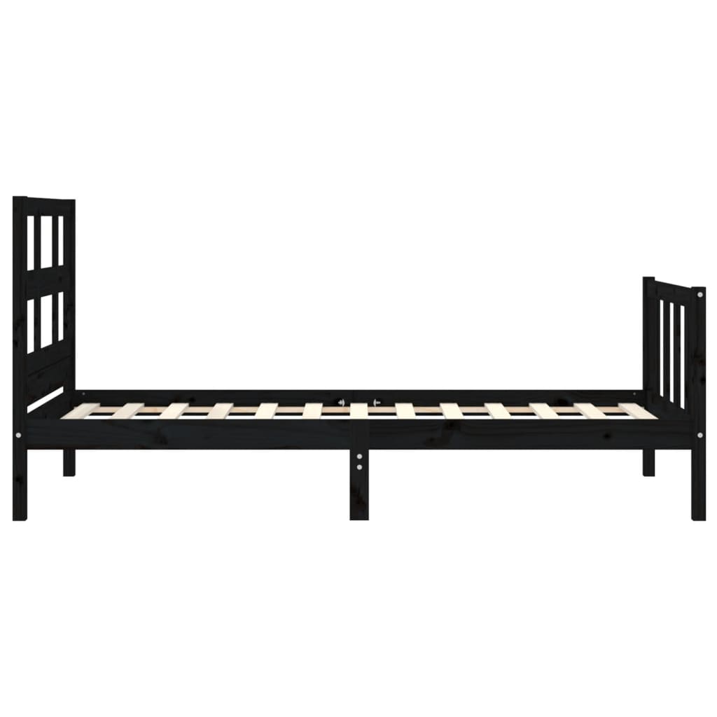 vidaXL Bed Frame without Mattress Black Single Solid Wood Pine