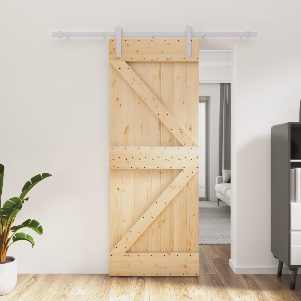 vidaXL Sliding Door with Hardware Set 80x210 cm Solid Wood Pine