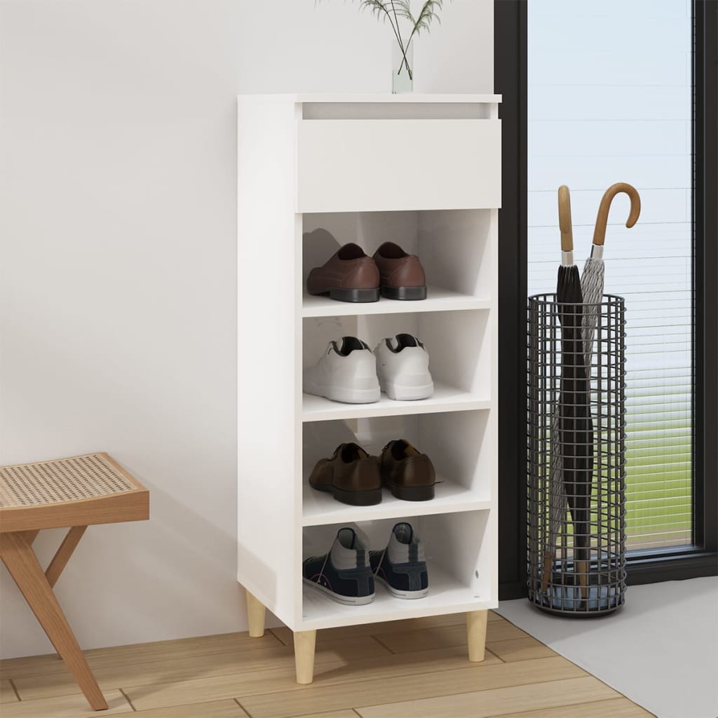 vidaXL Shoe Cabinet High Gloss White 40x36x105 cm Engineered Wood