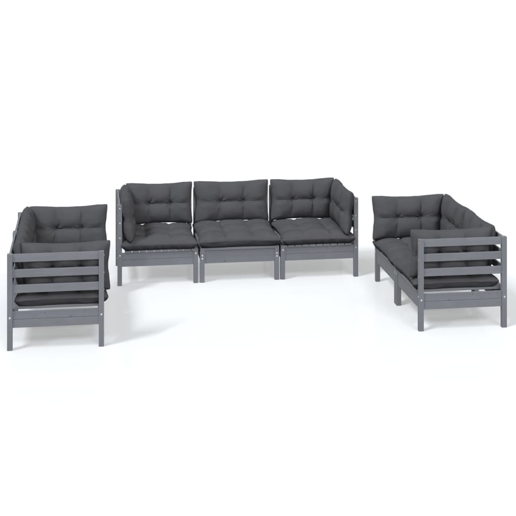 vidaXL 7 Piece Garden Lounge Set with Cushions Solid Pinewood