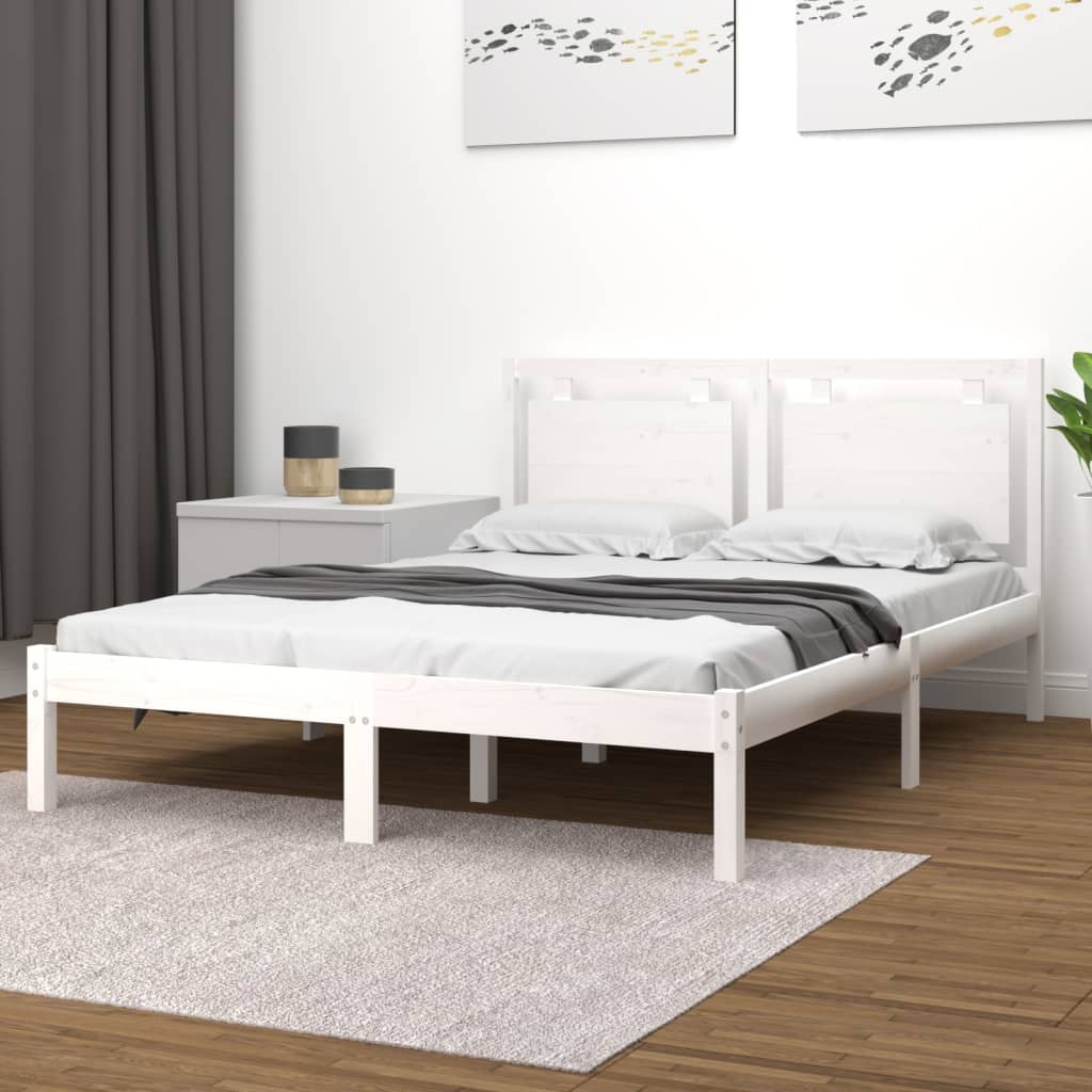 vidaXL Bed Frame without Mattress White 180x200 cm Super King Solid Wood