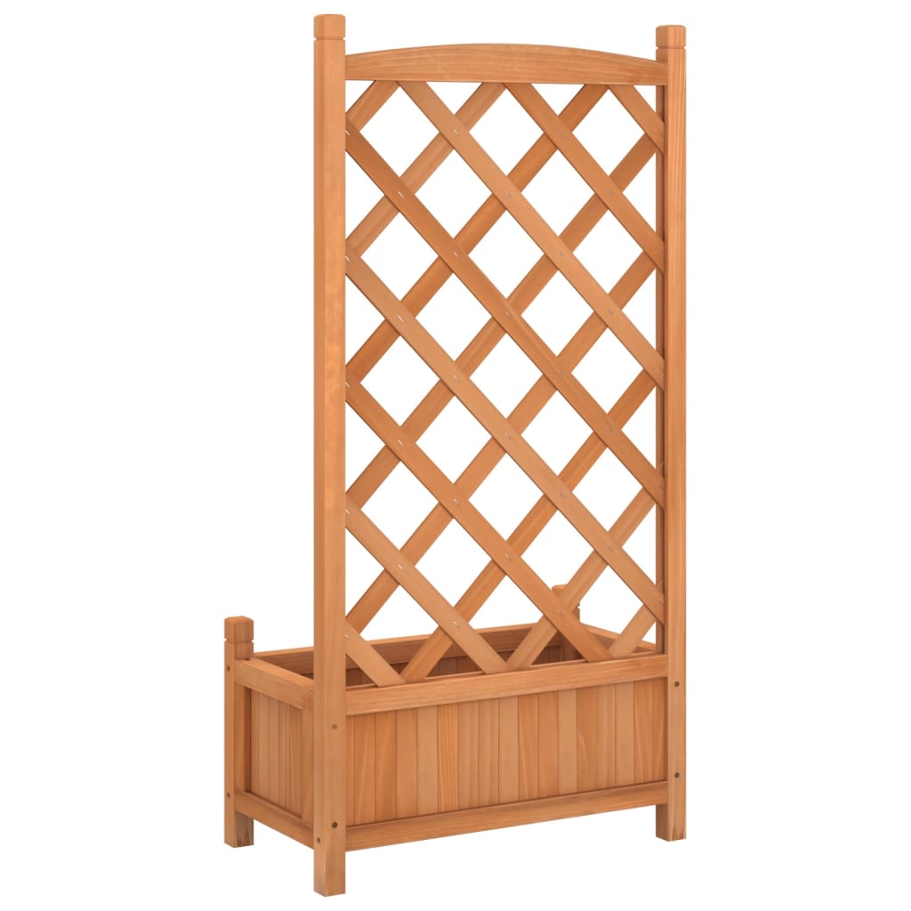 vidaXL Planter with Trellis Brown Solid Wood Fir