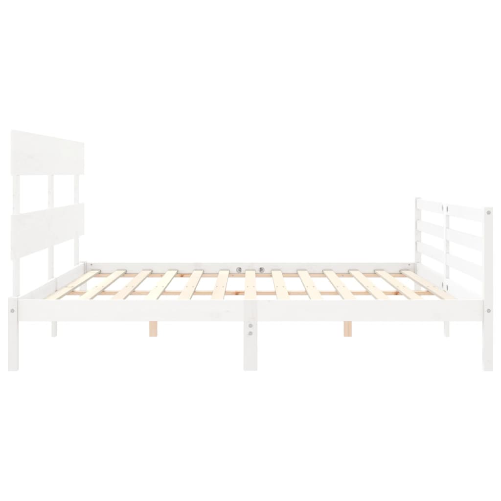 vidaXL Bed Frame without Mattress White Super King Size Solid Wood