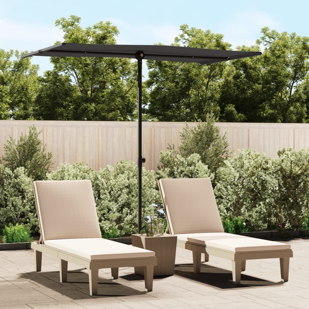 vidaXL Garden Parasol with Aluminium Pole 180x110 cm Black