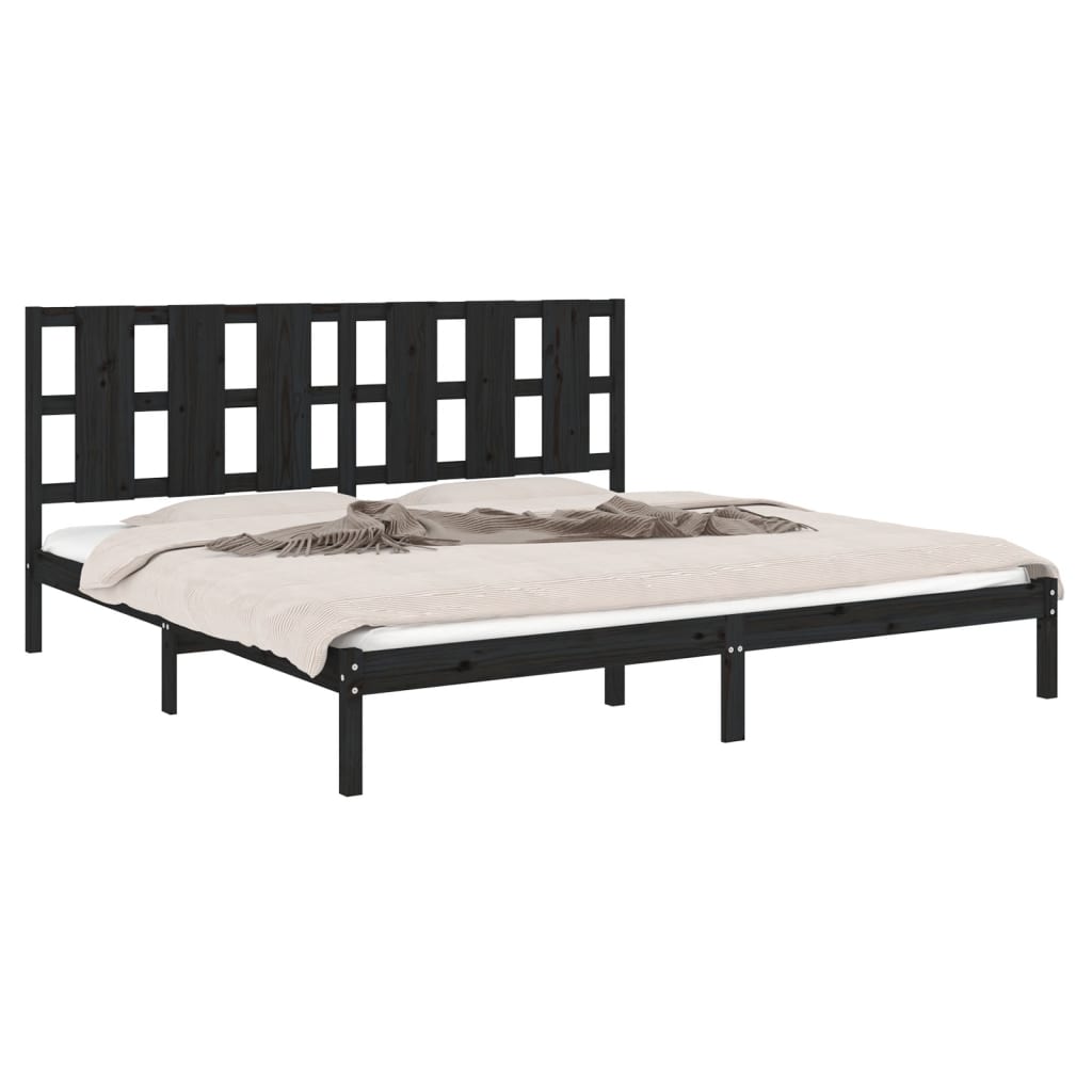 vidaXL Bed Frame without Mattress Black 180x200 cm Super King Solid Wood