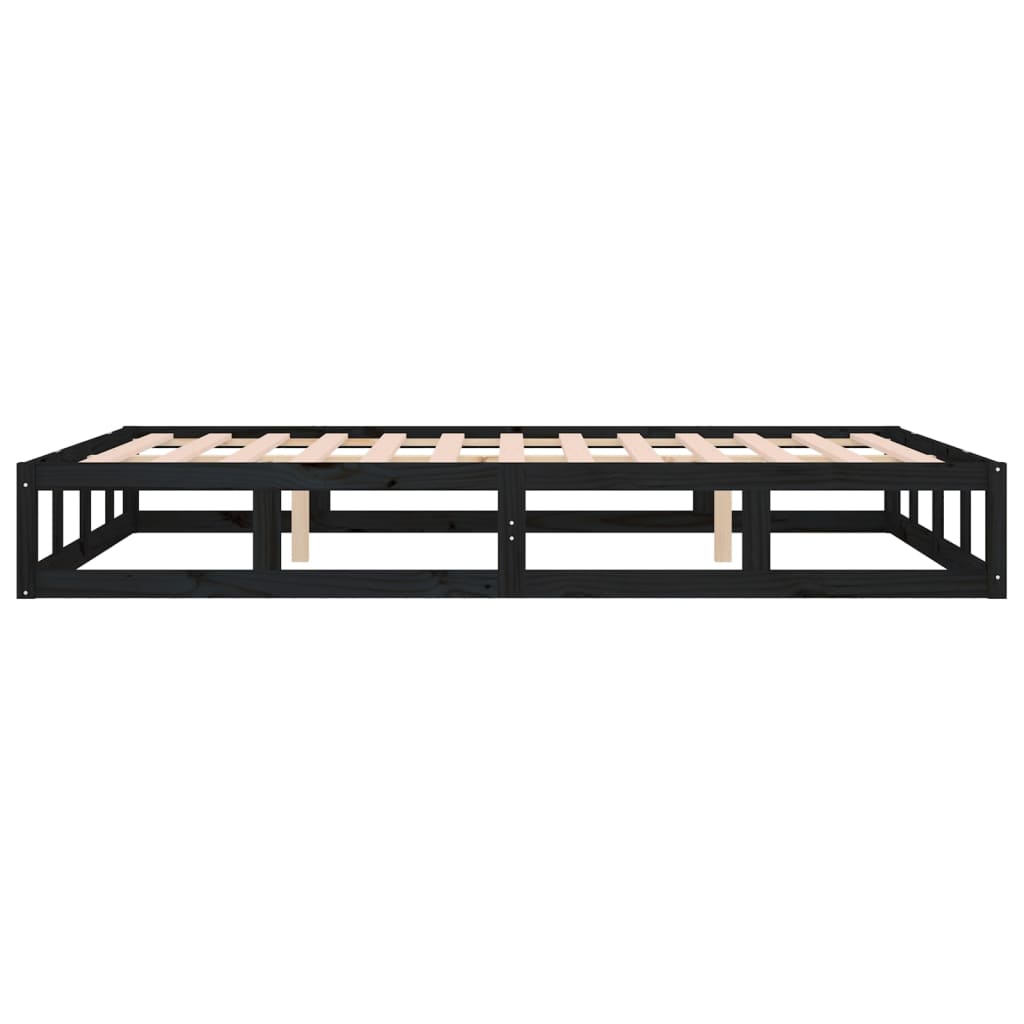 vidaXL Bed Frame without Mattress Black 135x190 cm Double Solid Wood