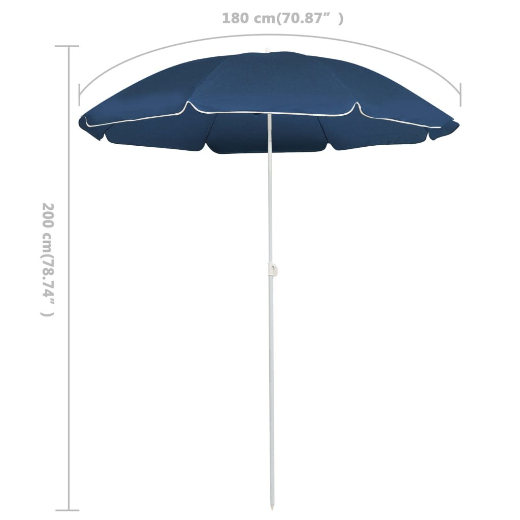 vidaXL Garden Parasol with Steel Pole Blue 180 cm