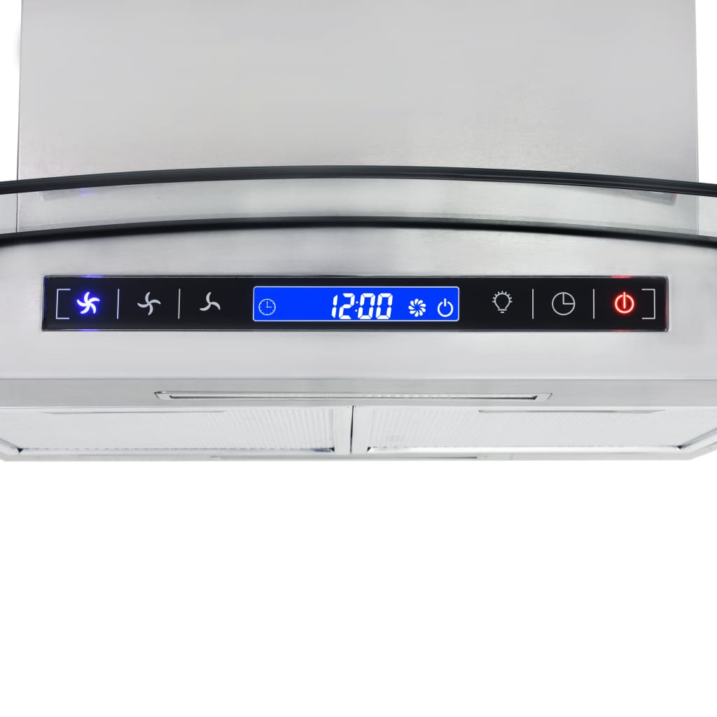 vidaXL Island Range Hood 90 cm LCD Display Touch Sensor 756 m³/h LED