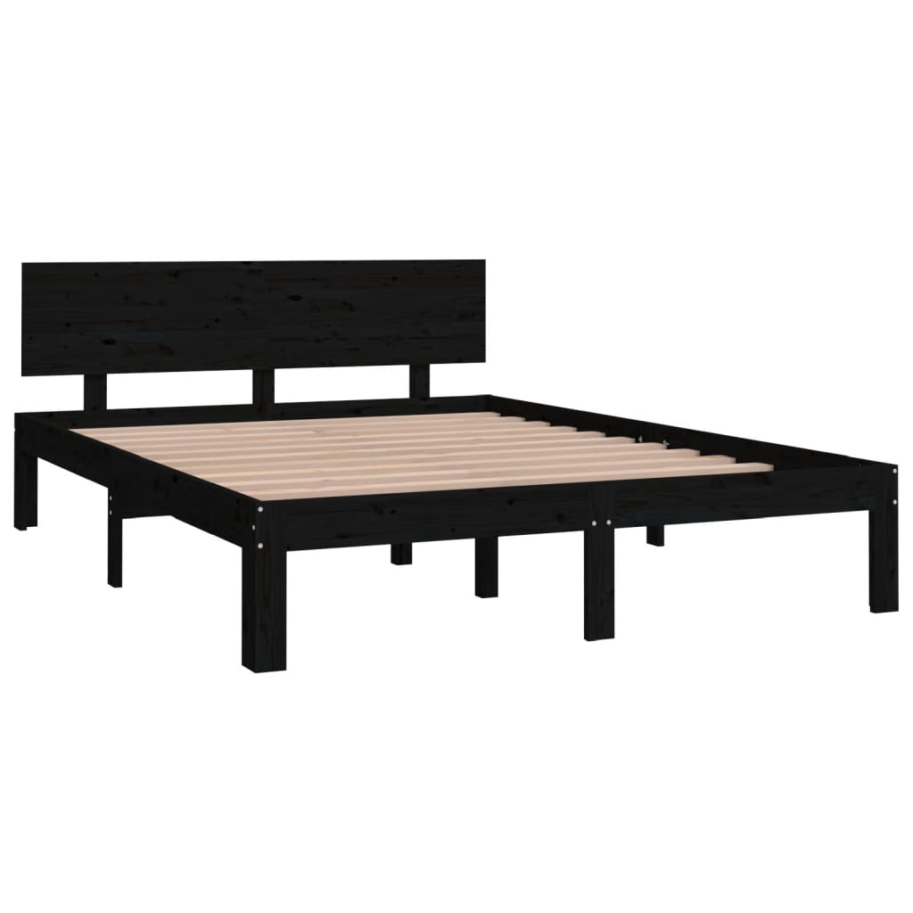 vidaXL Bed Frame without Mattress Black 135x190 cm Double