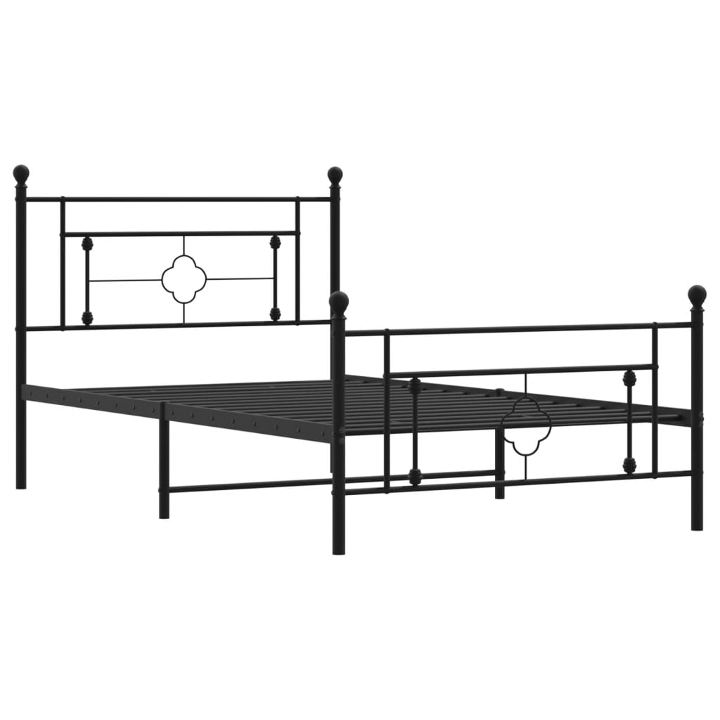 vidaXL Metal Bed Frame without Mattress with Footboard Black 107x203 cm