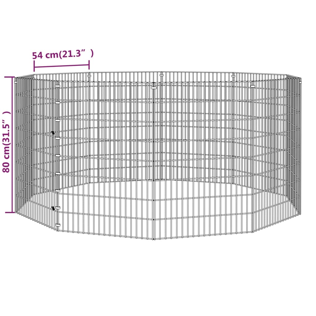 vidaXL Free Range Animal Enclosure 10-Panel 54x80 cm Galvanised Iron