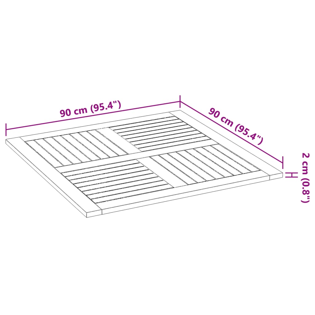 vidaXL Table Top 90x90x2.2 cm Square Solid Wood Acacia