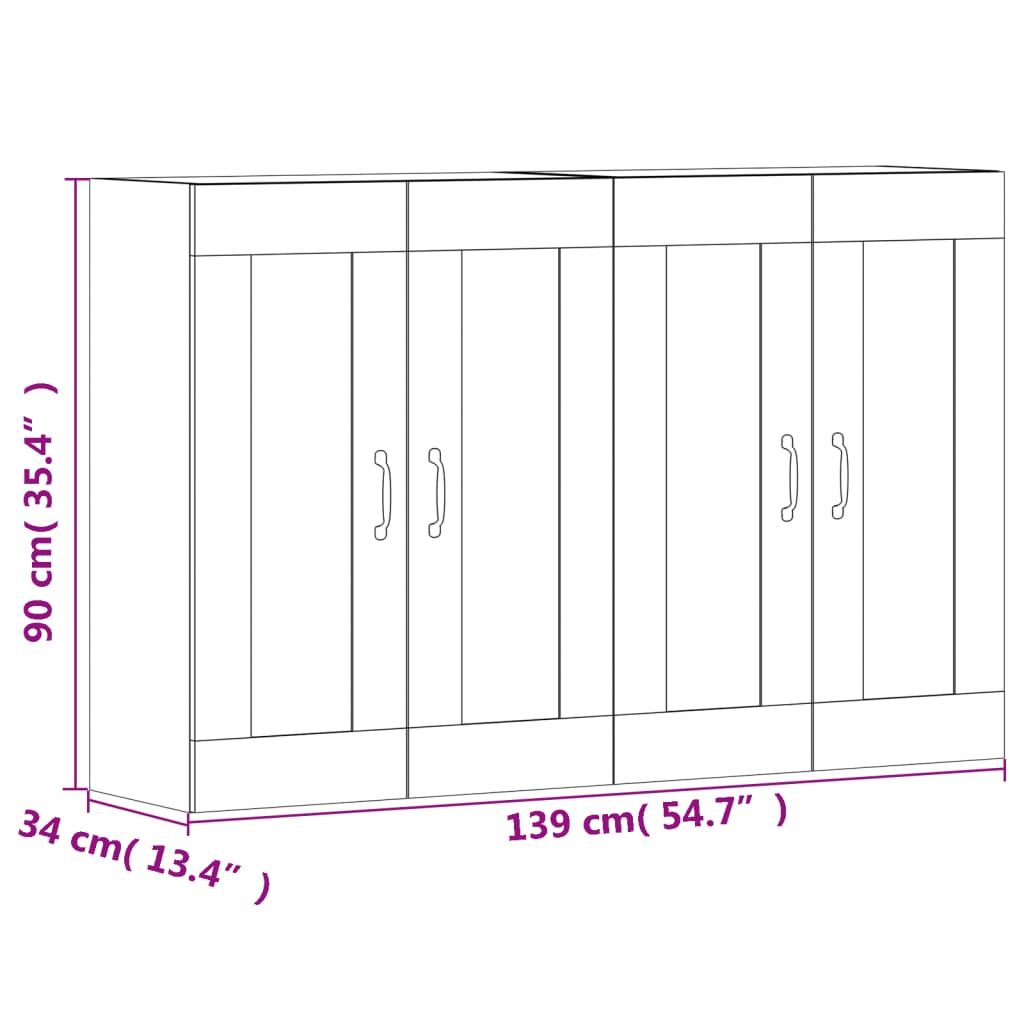 vidaXL Wall Mounted Cabinets 2 pcs Black Engineered Wood