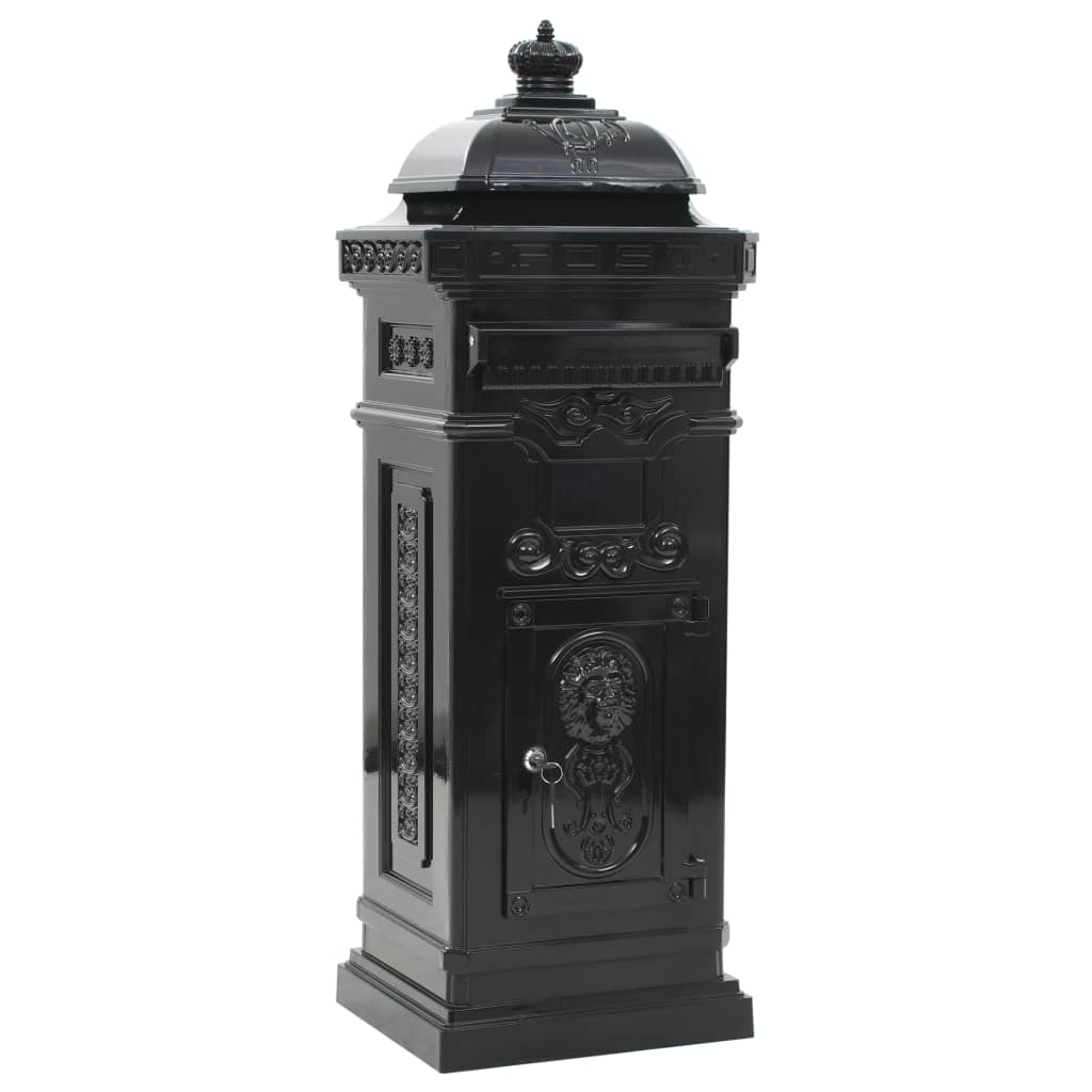 vidaXL Pillar Letterbox Aluminium Vintage Style Rustproof Black