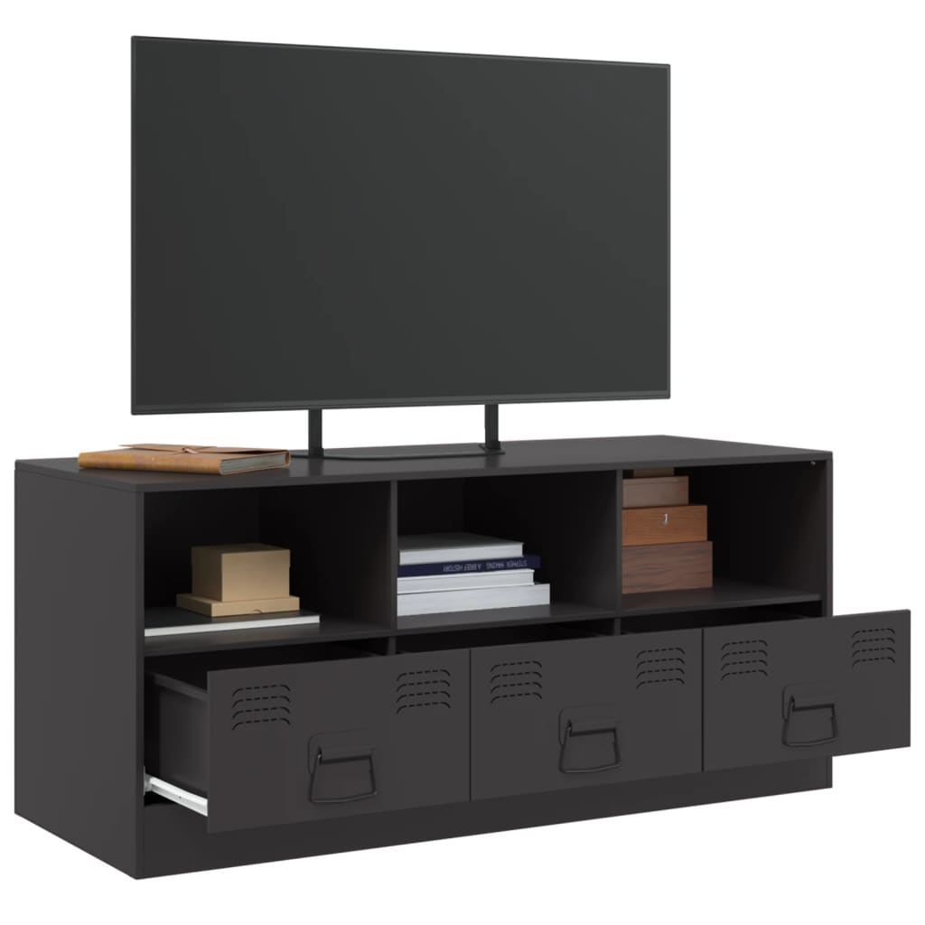 vidaXL TV Cabinet Black 99x39x44 cm Steel