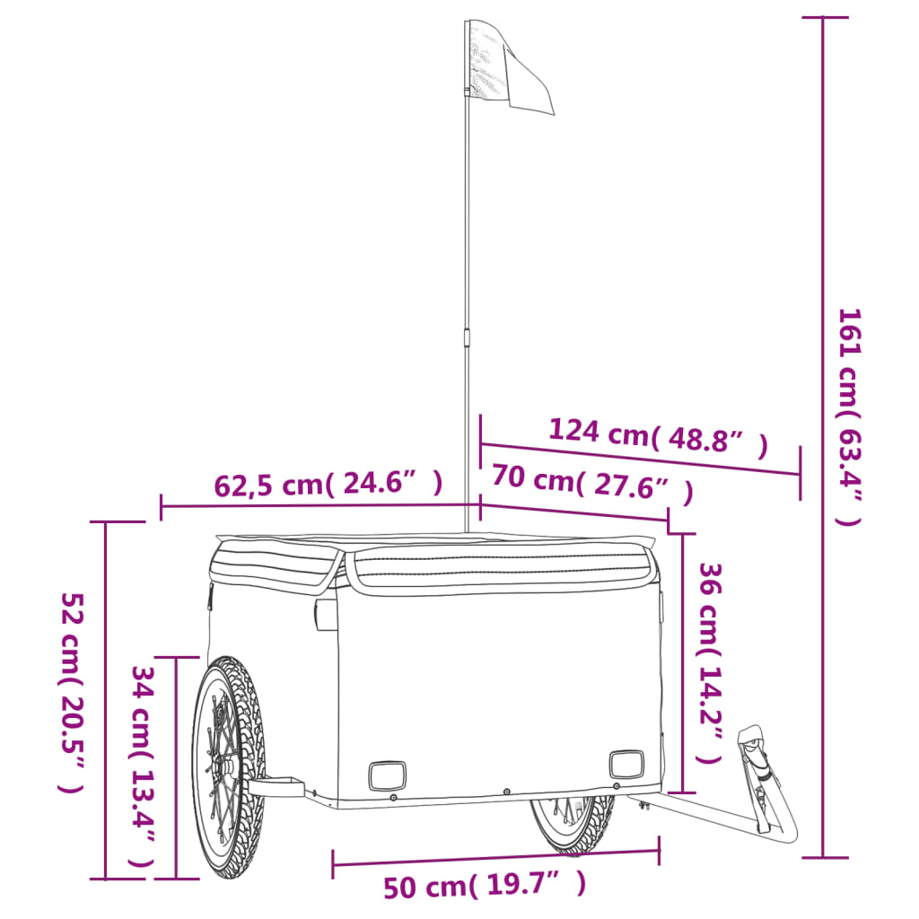 vidaXL Bike Trailer Black 45 kg Iron