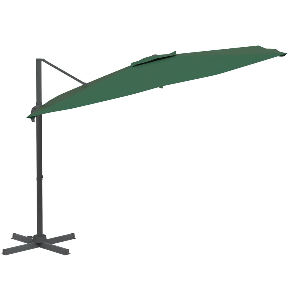 vidaXL Cantilever Garden Parasol with Aluminium Pole Green 400x300 cm