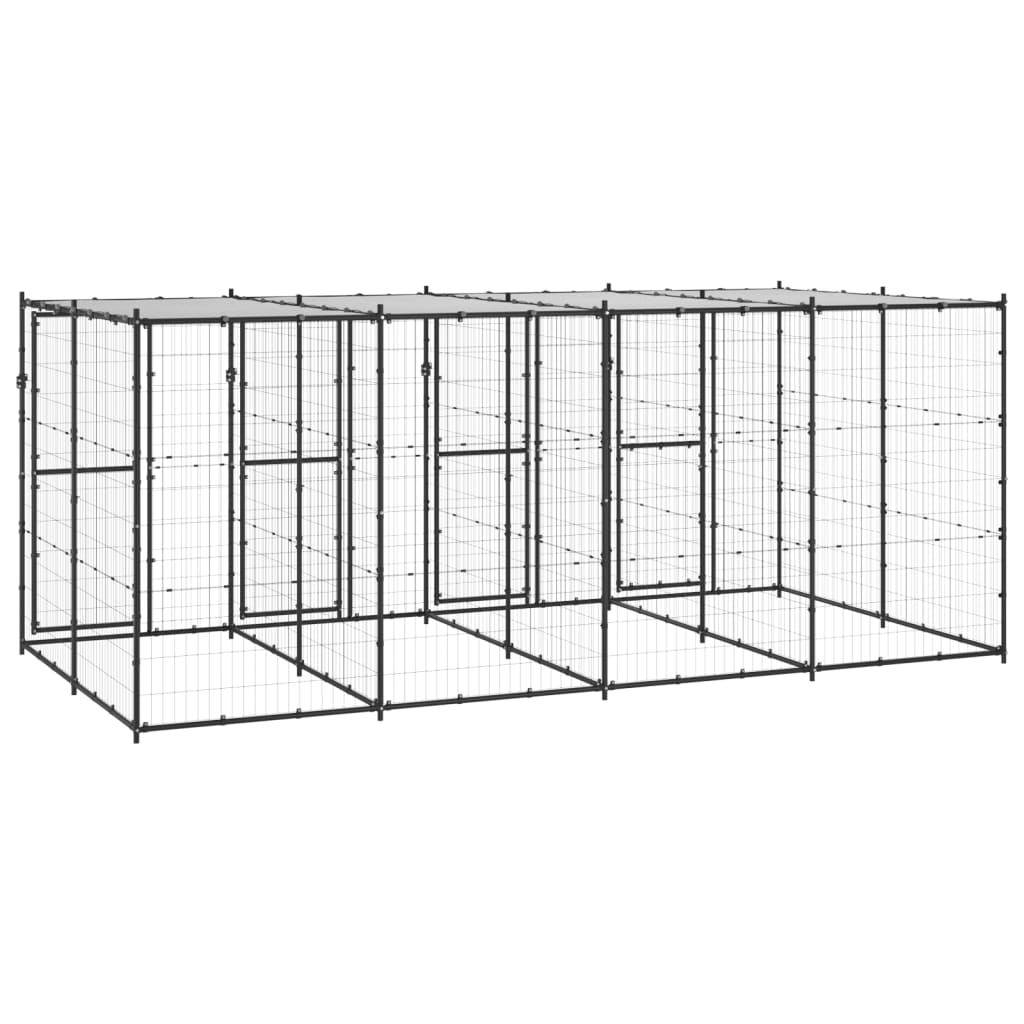 vidaXL Outdoor Dog Kennel Steel with Roof 9.68 m²