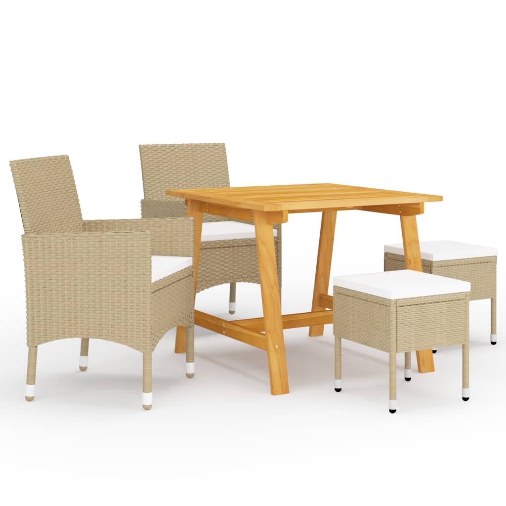 vidaXL 5 Piece Garden Dining Set Beige