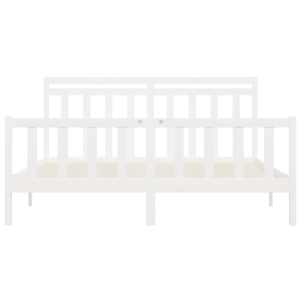 vidaXL Bed Frame without Mattress White Solid Wood Pine 180x200 cm Super King