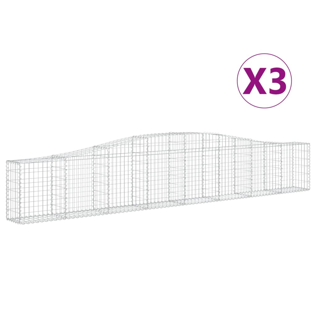 vidaXL Arched Gabion Baskets 3 pcs 400x30x60/80 cm Galvanised Iron