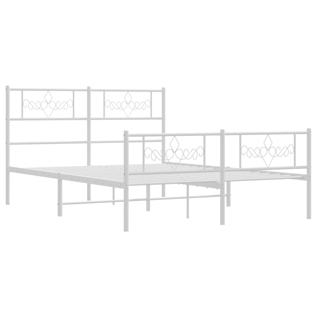 vidaXL Metal Bed Frame without Mattress with Footboard White 150x200 cm King Size