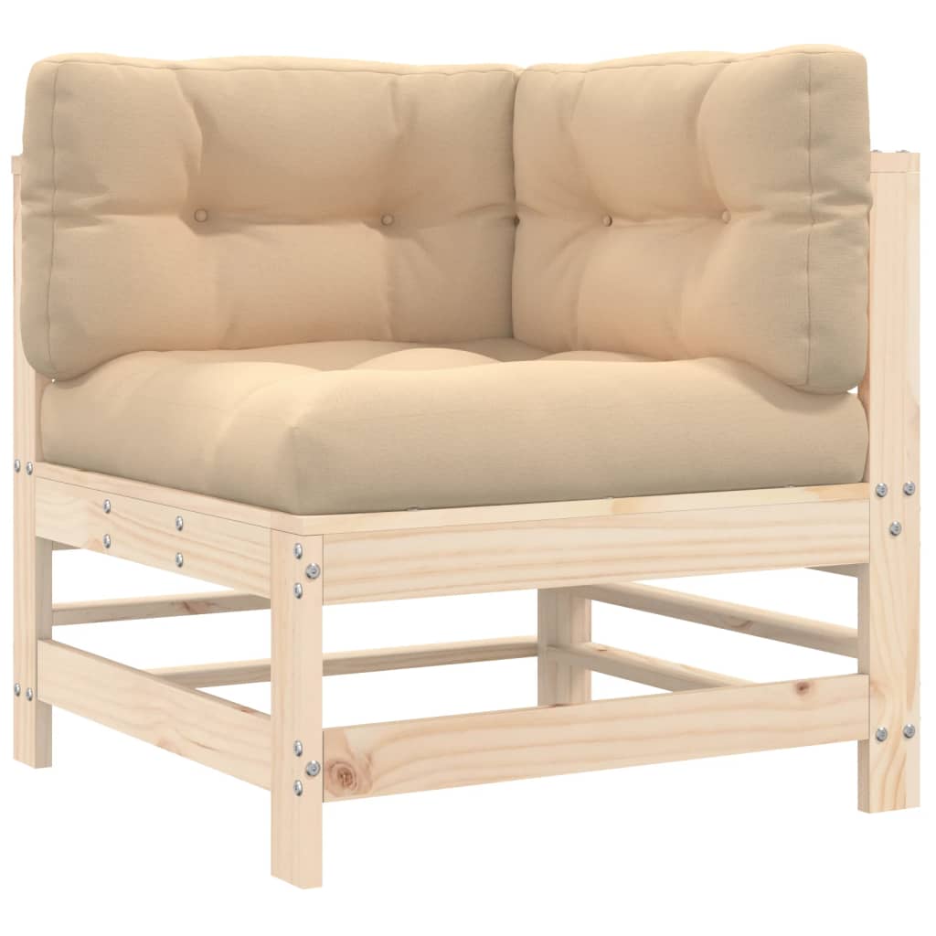 vidaXL Corner Sofa with Cushions Solid Wood Pine