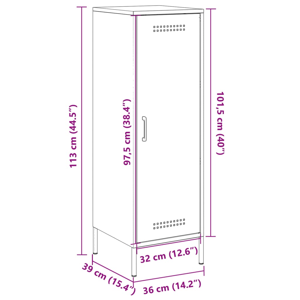 vidaXL Highboard Black 36x39x113 cm Steel