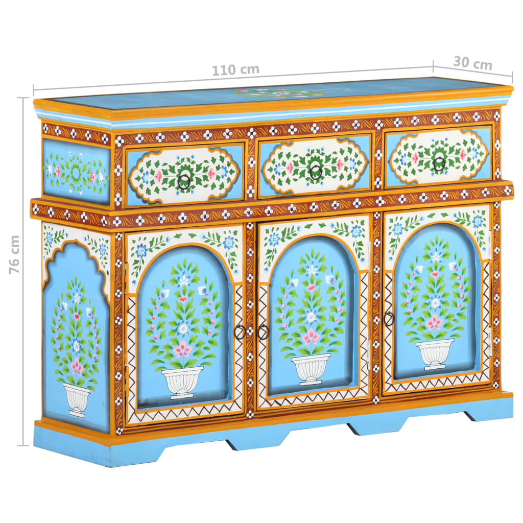 vidaXL Hand-Painted Sideboard Multicolour 110x30x76cm Solid Mango Wood