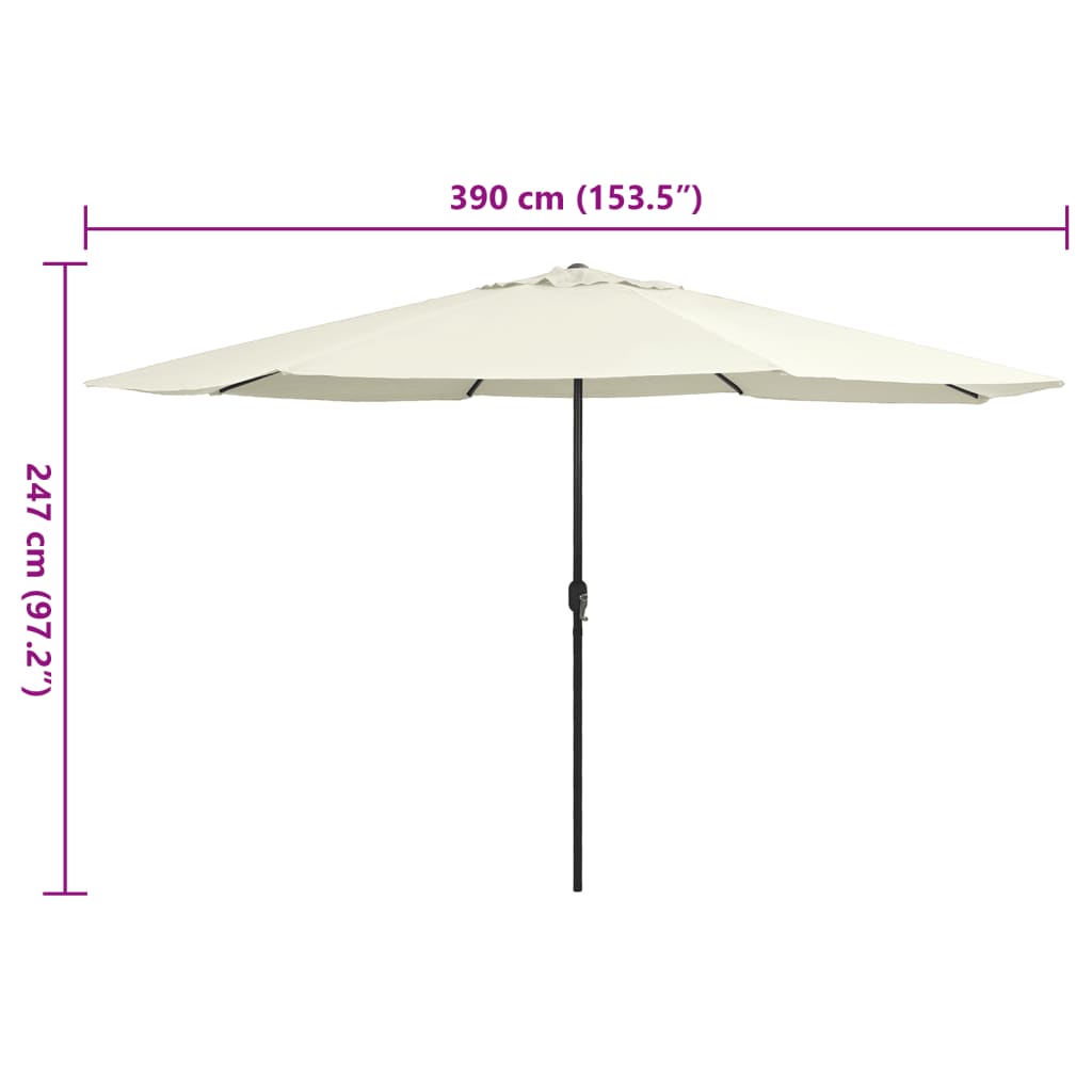 vidaXL Garden Parasol with Metal Pole 390 cm Sand White