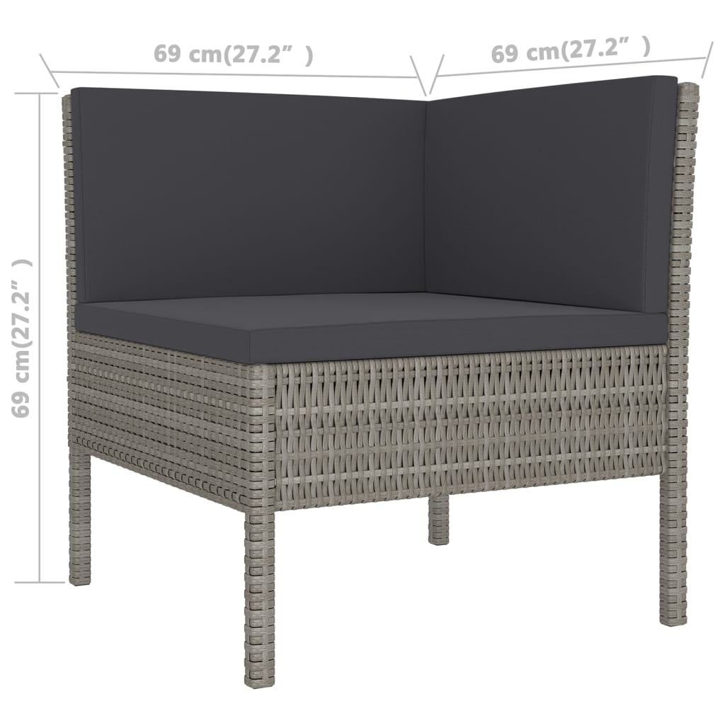 vidaXL 9 Piece Garden Lounge Set with Cushions Poly Rattan Grey