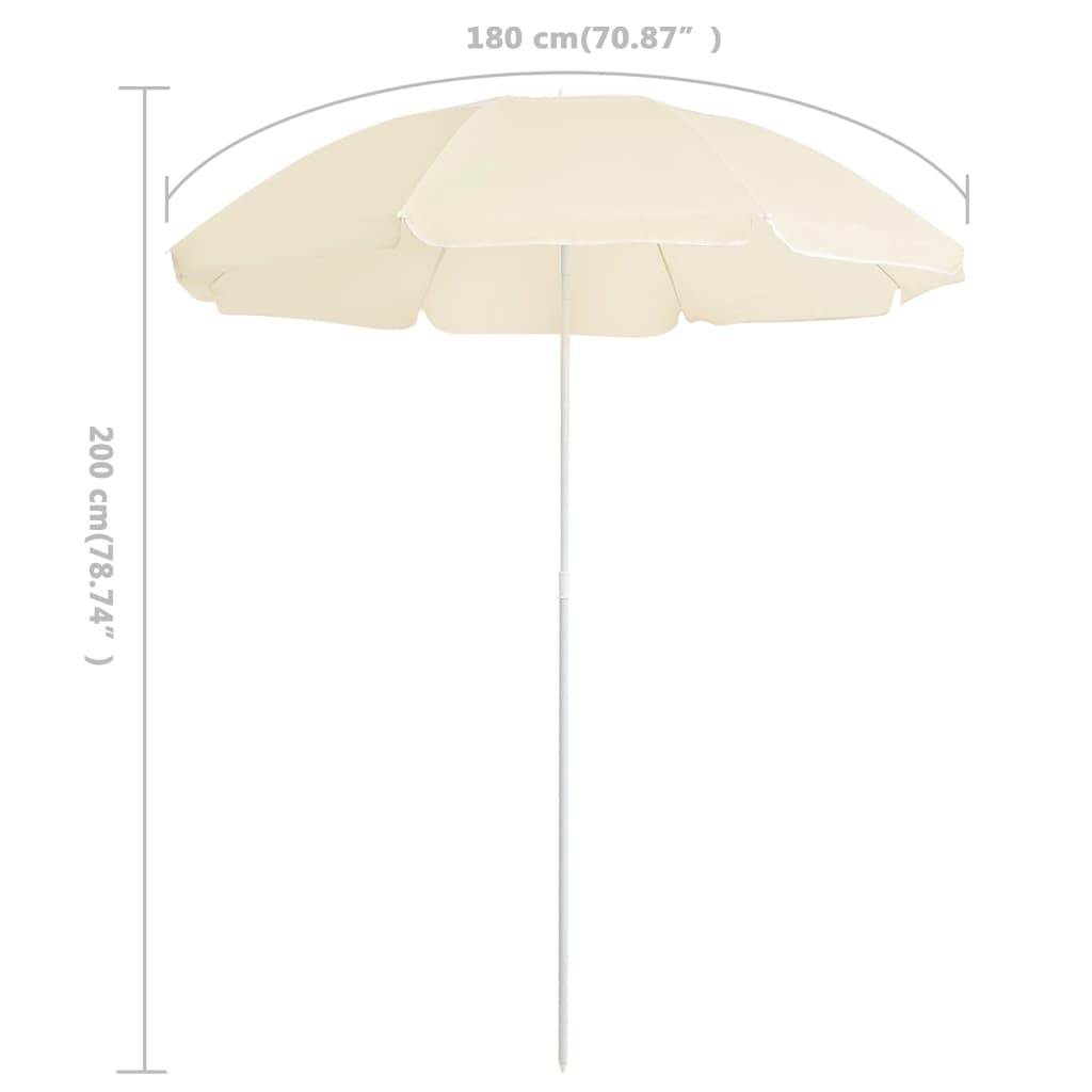 vidaXL Garden Parasol with Steel Pole Sand 180 cm