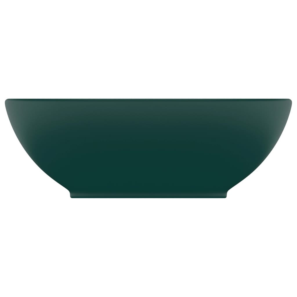 vidaXL Luxury Basin Oval-shaped Matt Dark Green 40x33 cm Ceramic