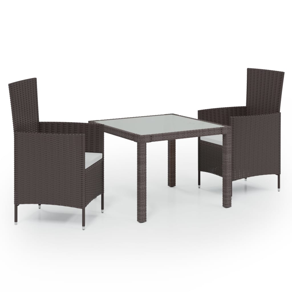 vidaXL 3 Piece Outdoor Dining Set Poly Rattan Brown