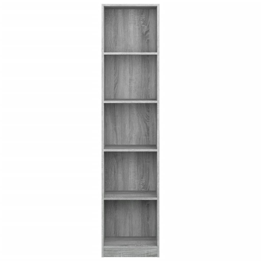 vidaXL 5-Tier Book Cabinet Grey Sonoma 40x24x175 cm Engineered Wood