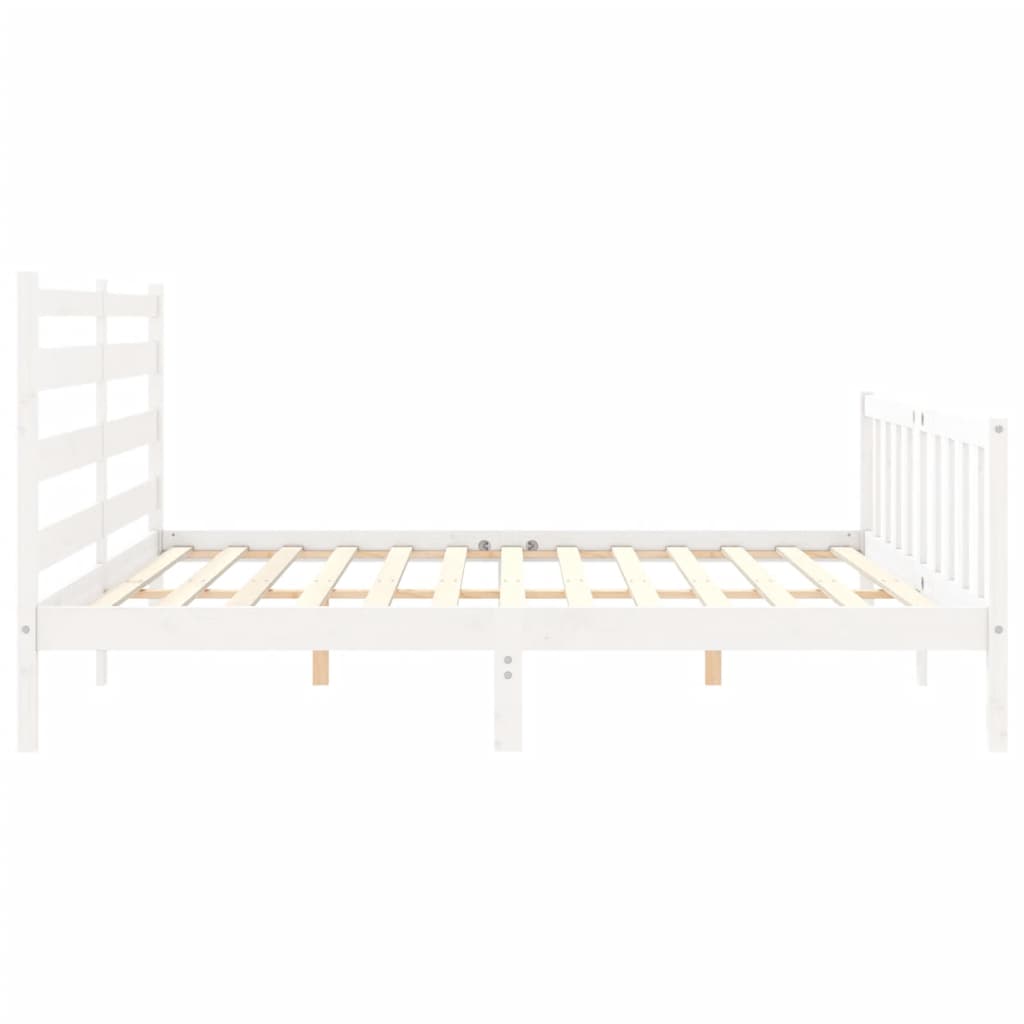 vidaXL Bed Frame without Mattress White Solid Wood Pine