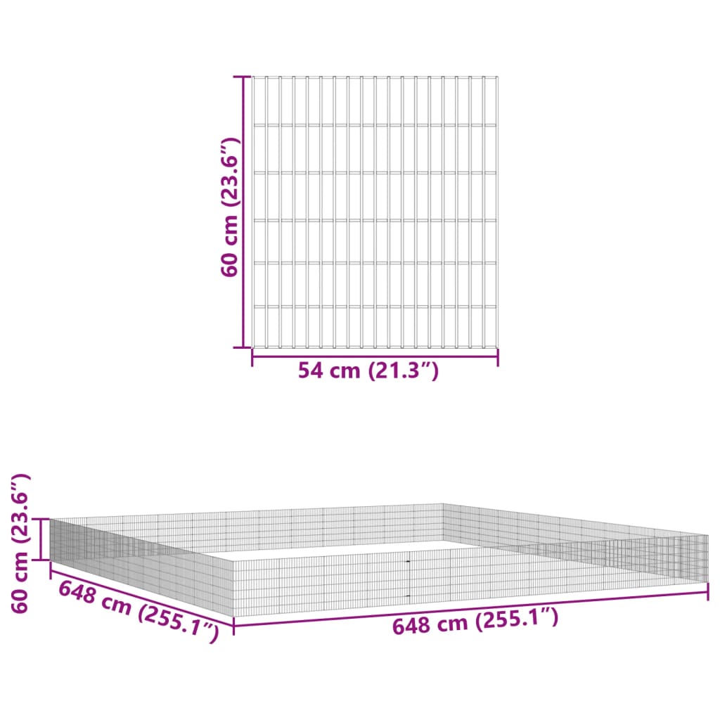 vidaXL Free Range Animal Enclosure 48-Panel 54x60 cm Galvanised Iron