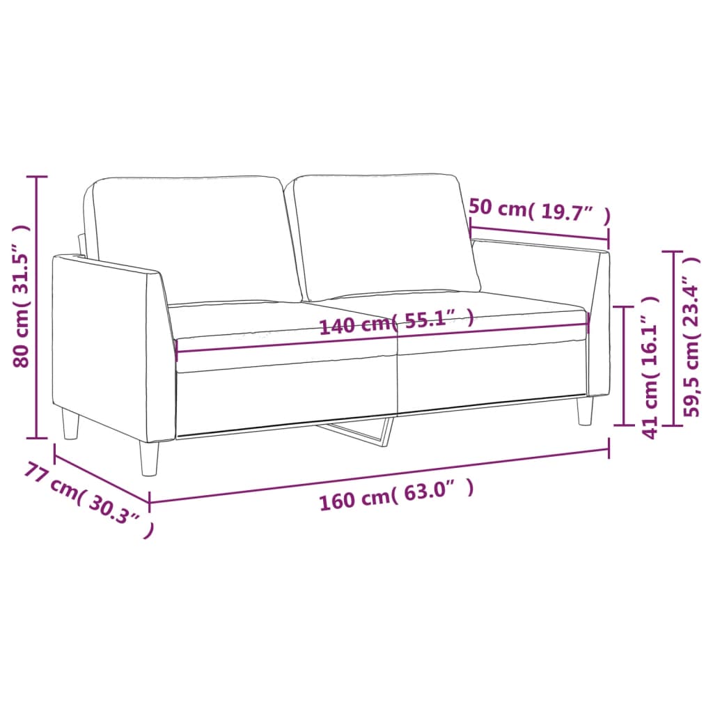 vidaXL 2-Seater Sofa Cappuccino 140 cm Faux Leather