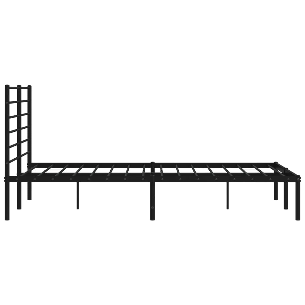 vidaXL Metal Bed Frame without Mattress with Headboard Black 150x200 cm King Size