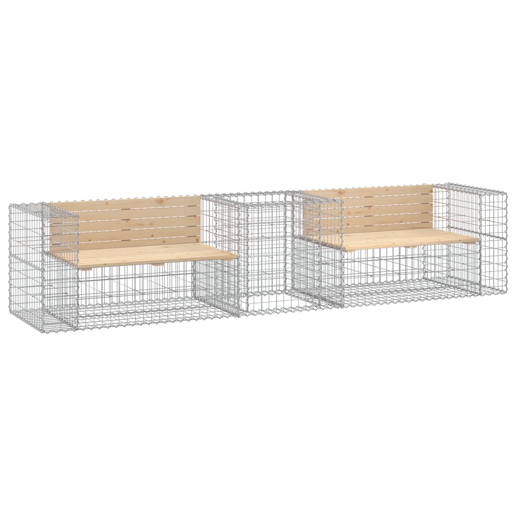 vidaXL Garden Bench with Gabion Basket Solid Wood Pine