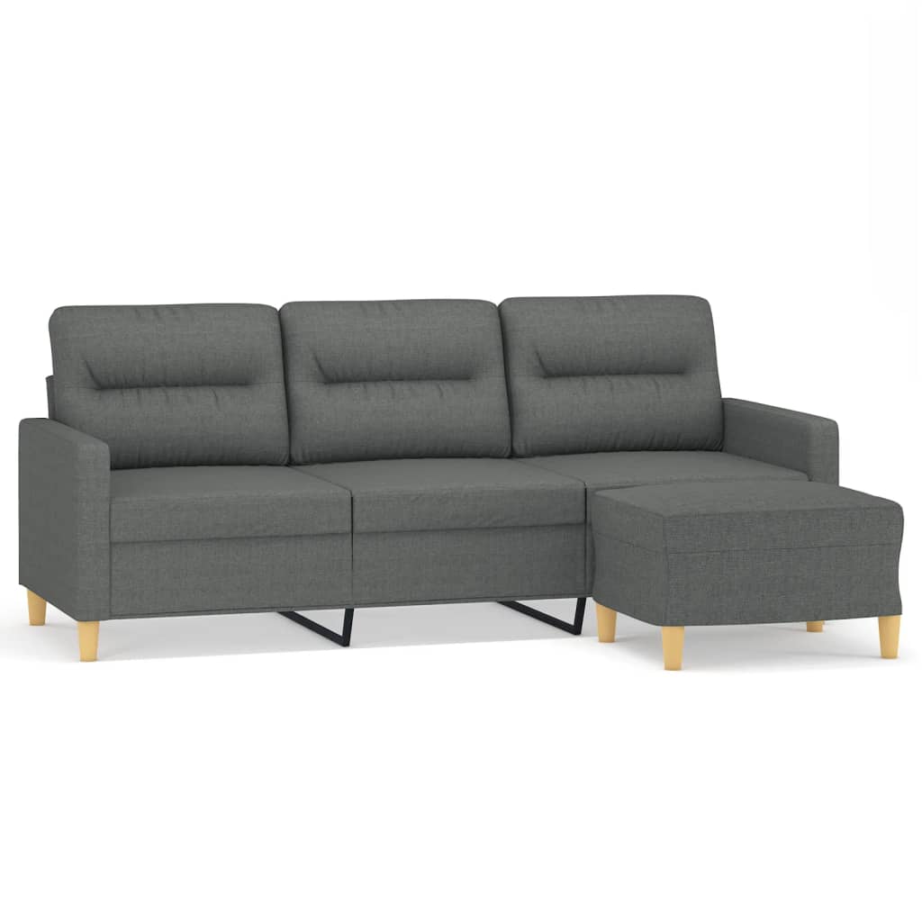 vidaXL 3-Seater Sofa with Footstool Dark Grey 180 cm Fabric