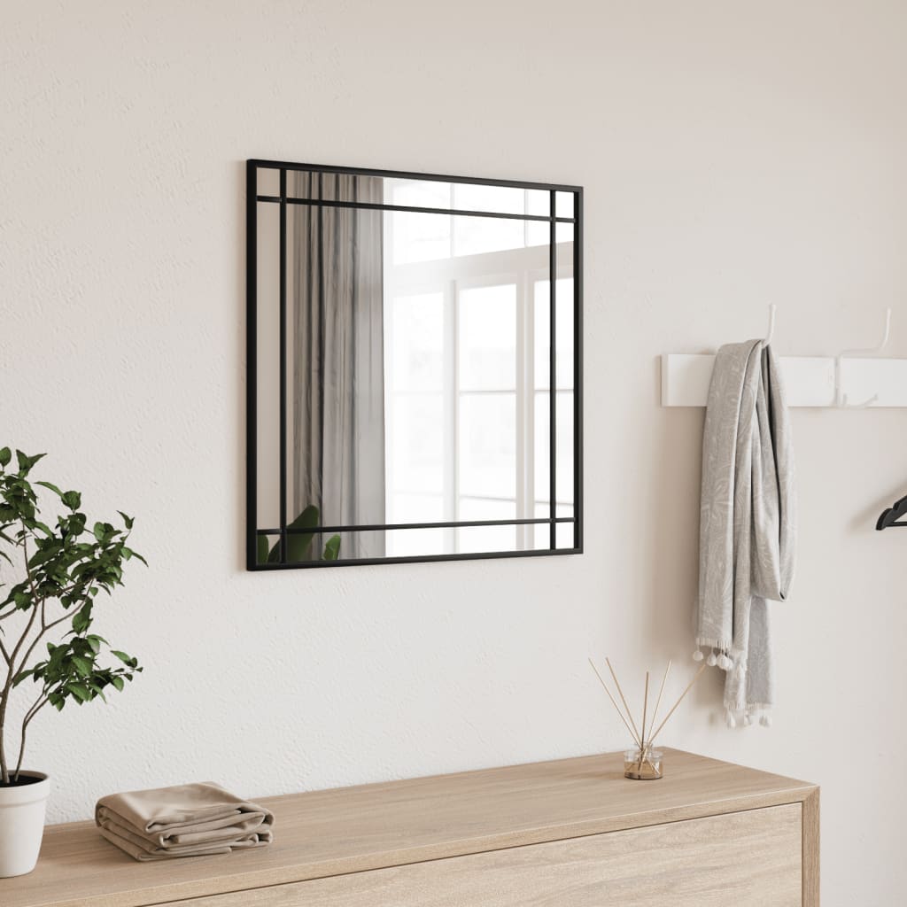 vidaXL Wall Mirror Black 60x60 cm Square Iron