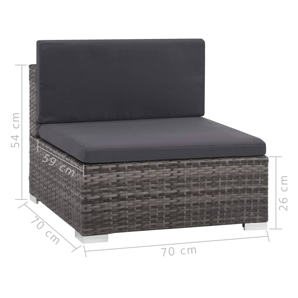 vidaXL 8 Piece Garden Lounge Set with Cushions Poly Rattan Grey