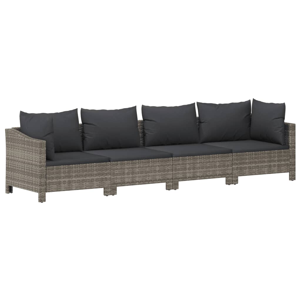 vidaXL 9 Piece Garden Lounge Set with Cushions Grey Poly Rattan